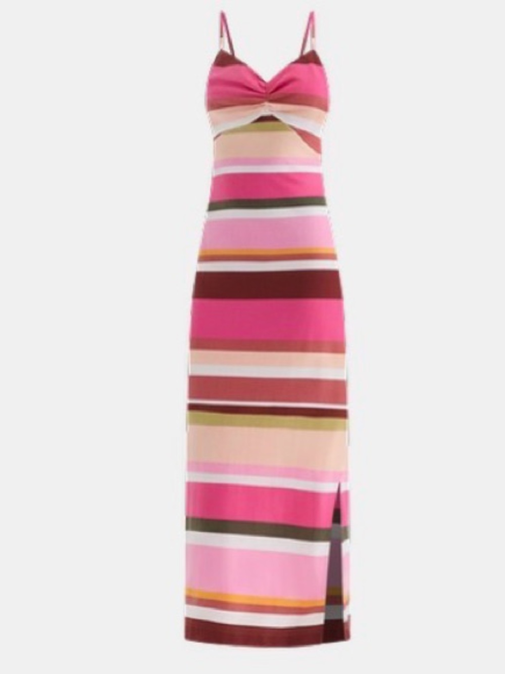 LOFT Striped Pink Multi Spaghetti-Strap Maxi Dress